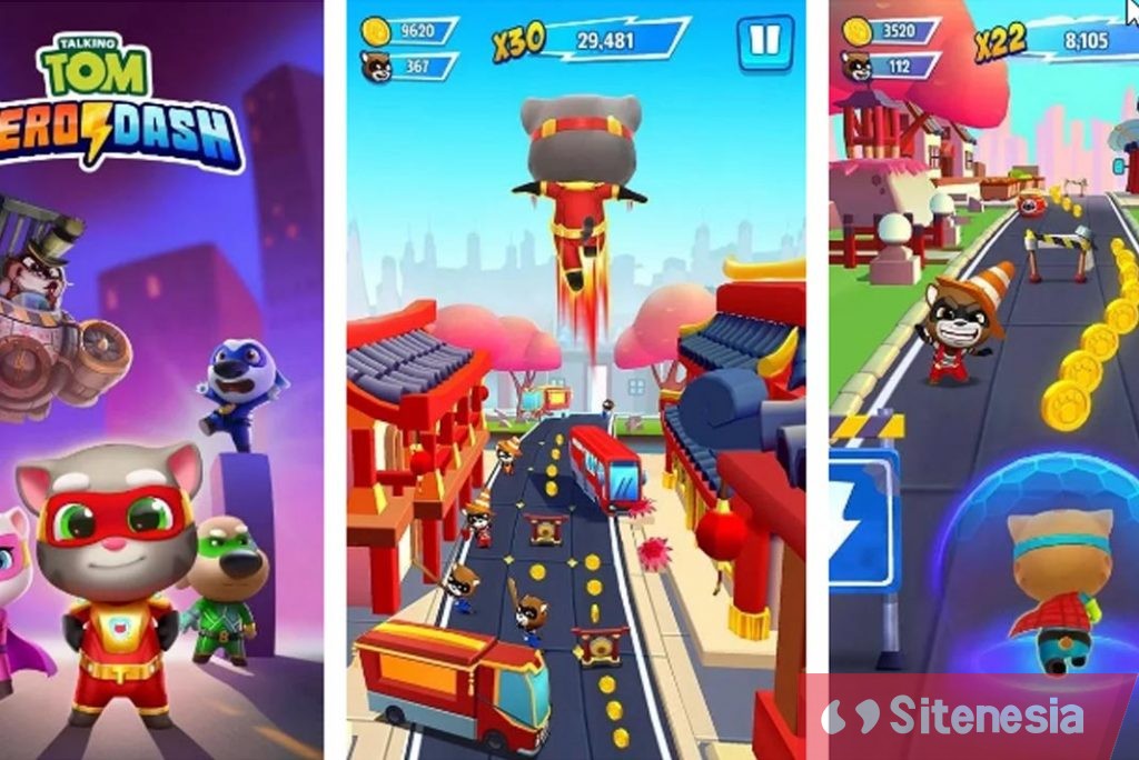 Gambar Gameplay Download Talking Tom Hero Dash MOD APK Versi Terbaru Unlimited Money Gratis Untuk Android